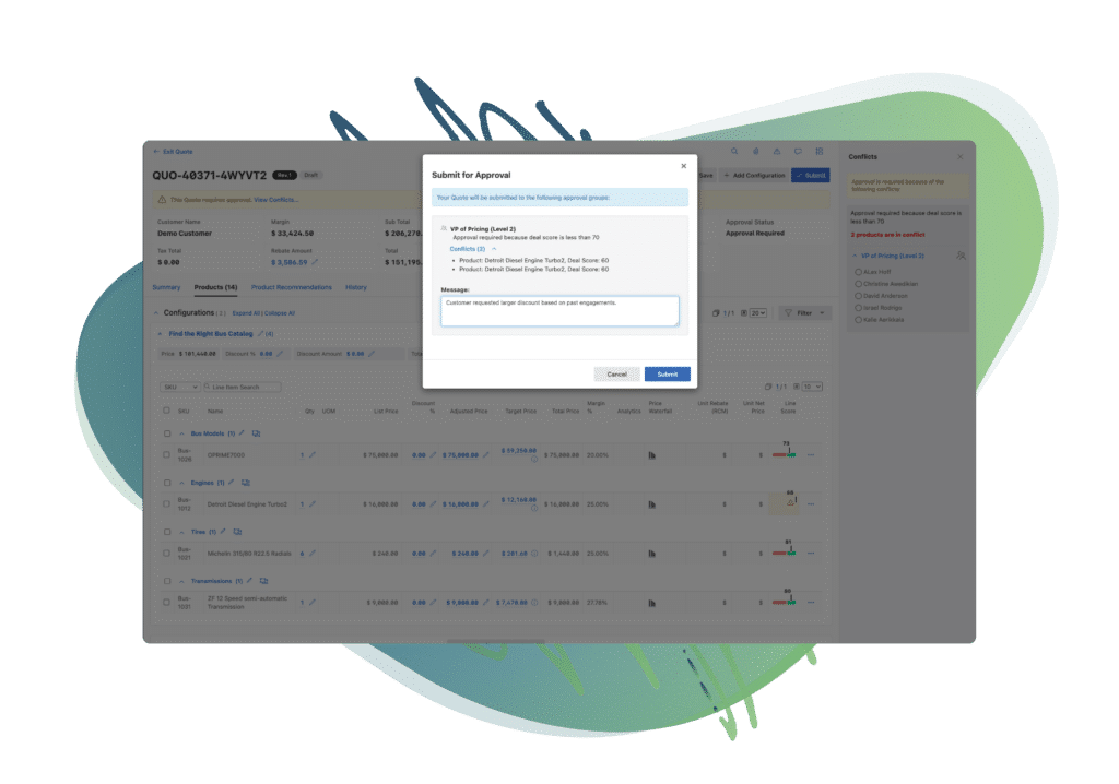 Enable an efficient deal approval process for any deals that require approval